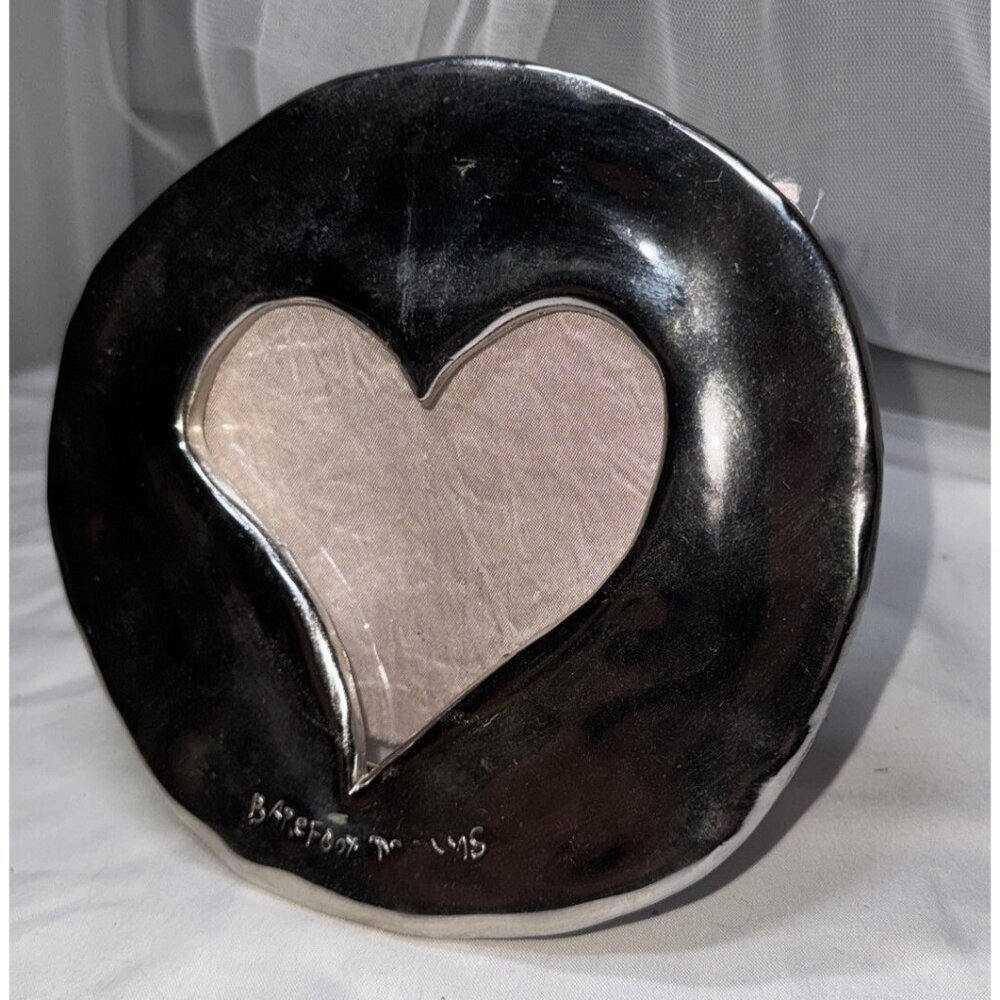 RARE Annie Kajiya Hammered Silver Plate?Barefoot Dreams Bedside Heart Frame Love - Picture 3 of 11